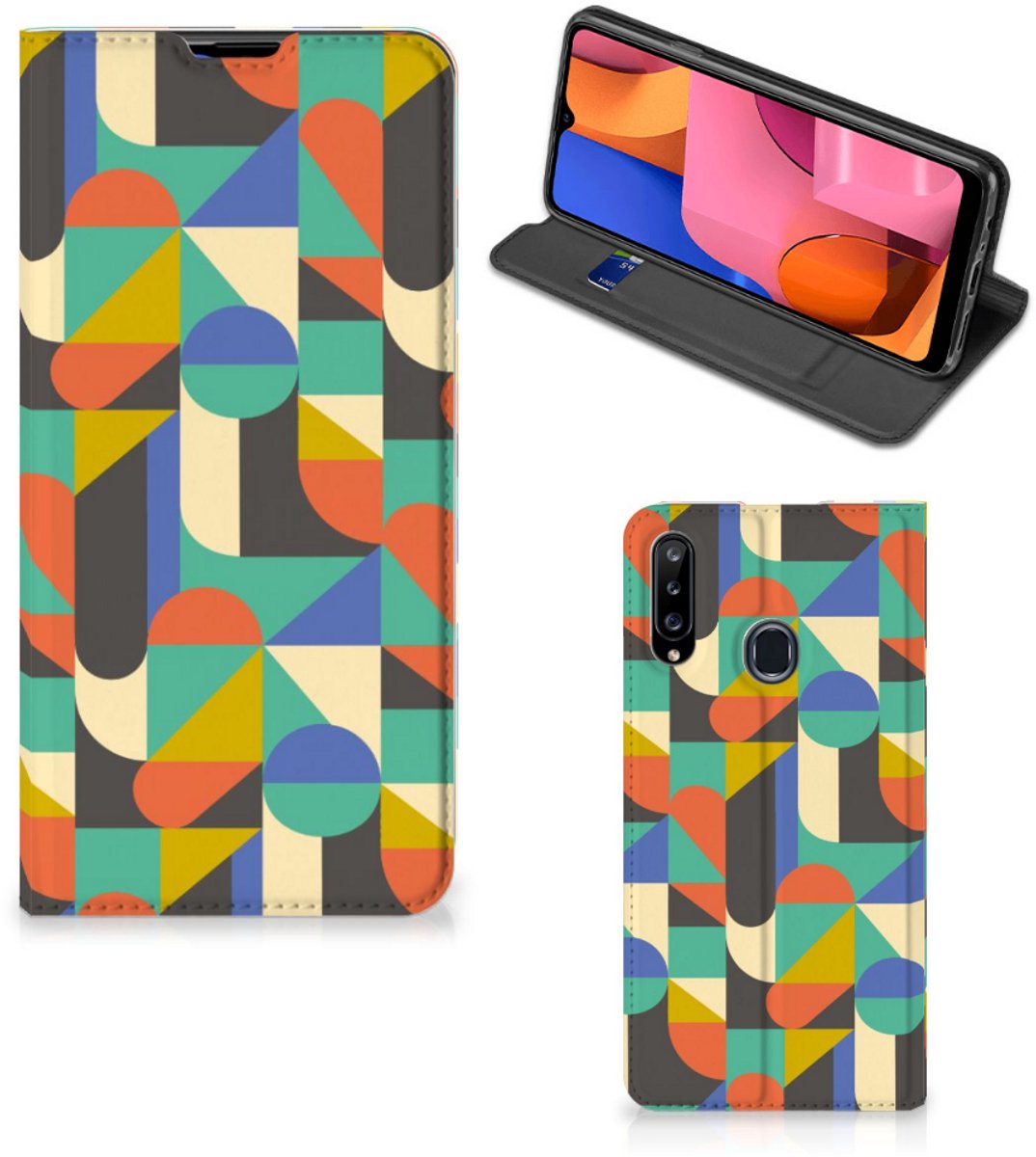 Samsung Galaxy A20s Hoesje met Magneet Funky Retro
