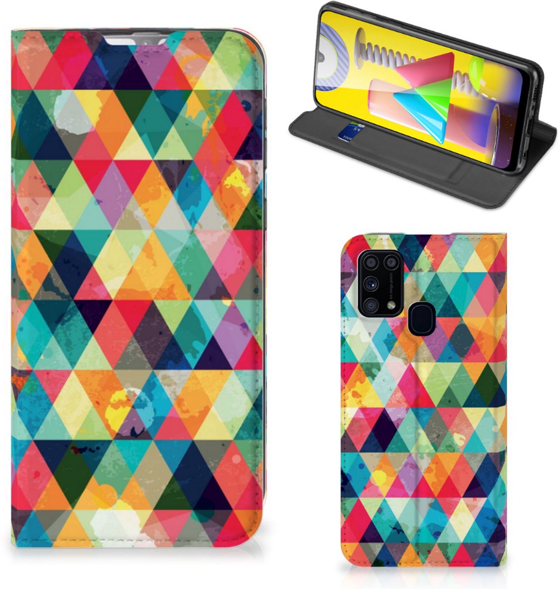Samsung Galaxy M31 Hoesje met Magneet Geruit