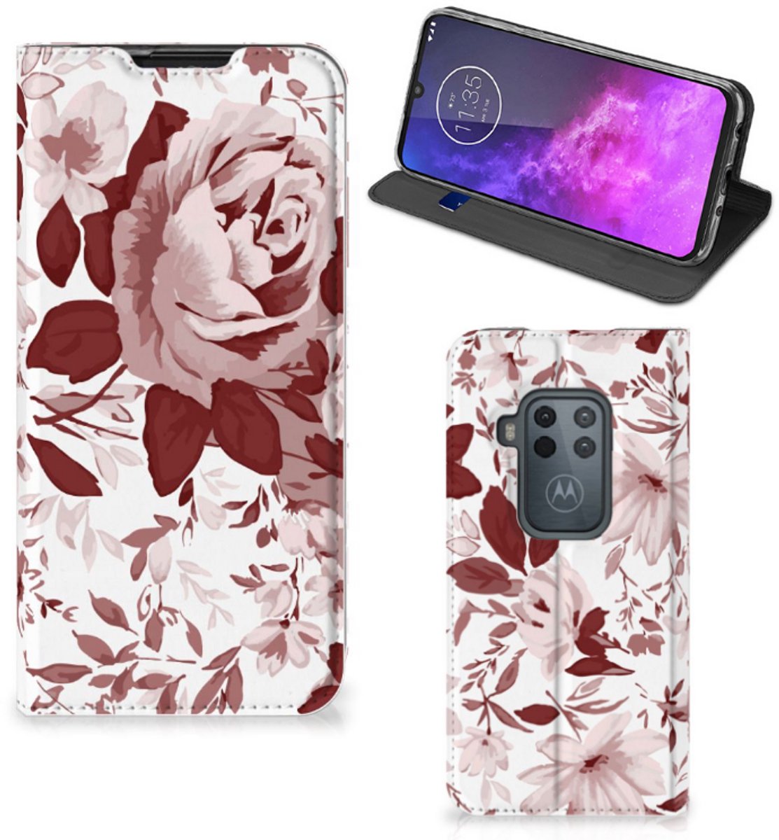 Bookcase Motorola One Zoom Watercolor Flowers