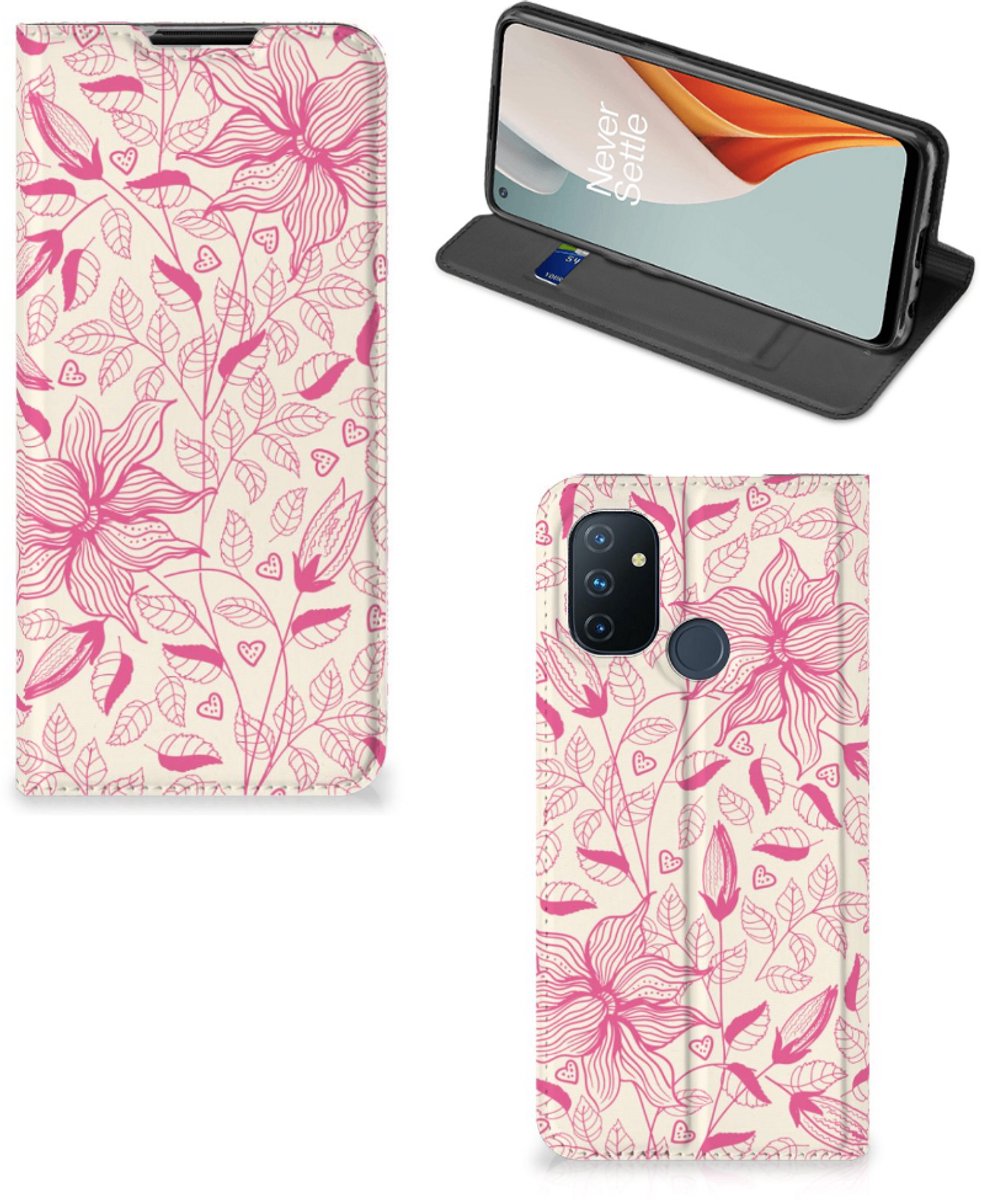 Standcase Hoesje voor OnePlus Nord N100 Smart Cover Pink Flowers