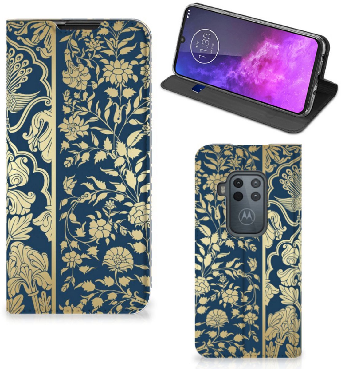 Motorola One Zoom Smart Cover Beige Flowers
