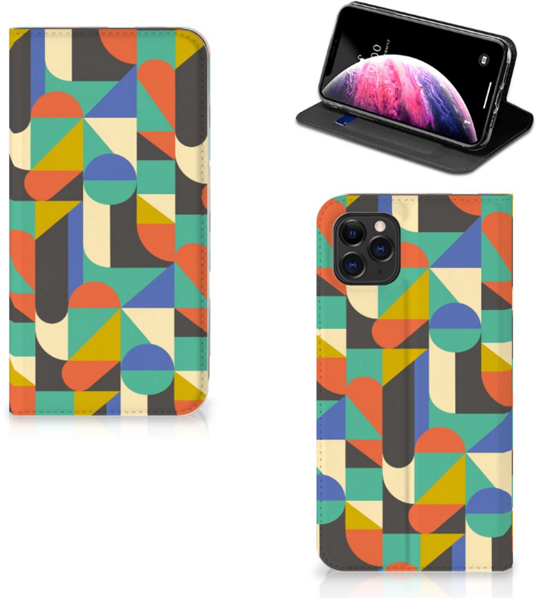 Book Case voor Apple iPhone 11 Pro Max Hoesje met Magneet Funky Retro