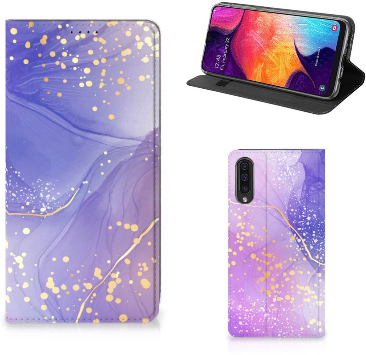 Bookcase voor Samsung Galaxy A50 Watercolor Paars