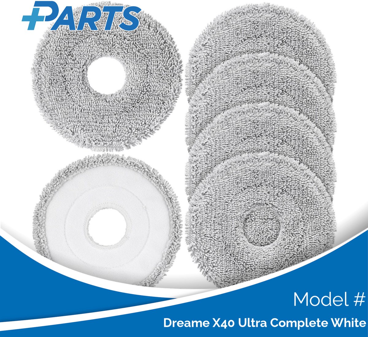 Dreame X40 Ultra Complete White Dweilpads (6 Stuks, Plus.Parts® alternatief voor RMP8)