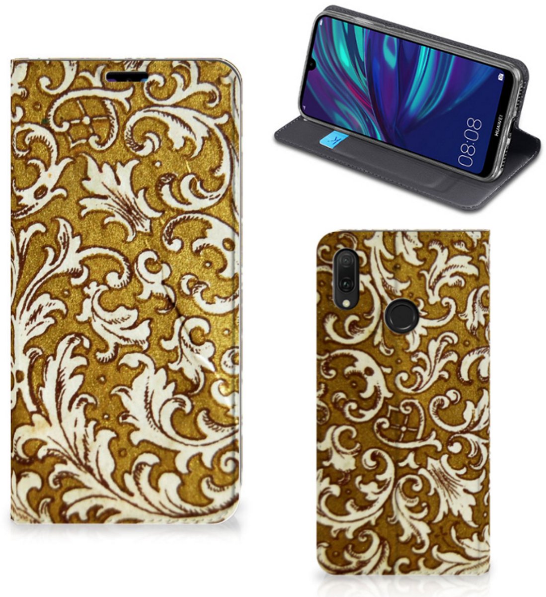 Telefoon Hoesje Huawei Y7 hoesje Y7 Pro (2019) Barok Goud