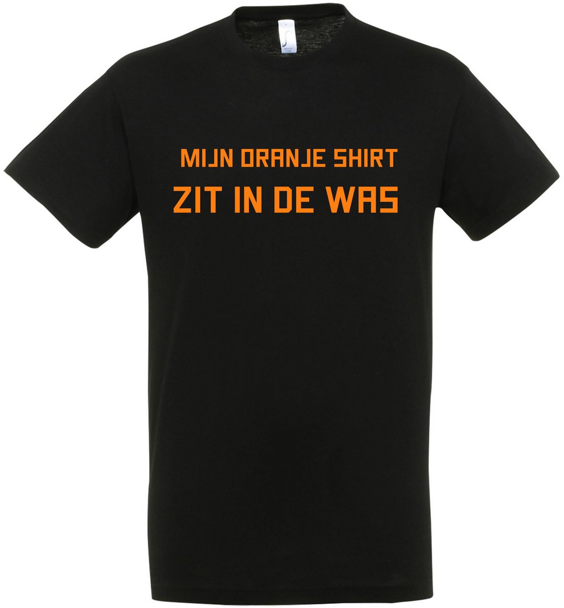 Mijn Oranje Shirt Zit In De Was T-shirt - Oranje - Zwart shirt - Koningsdag - Koningsdag Outfit - Koningsdag Kleding - Heren - Dames - Unisex - Oranje Kleding - Maat M