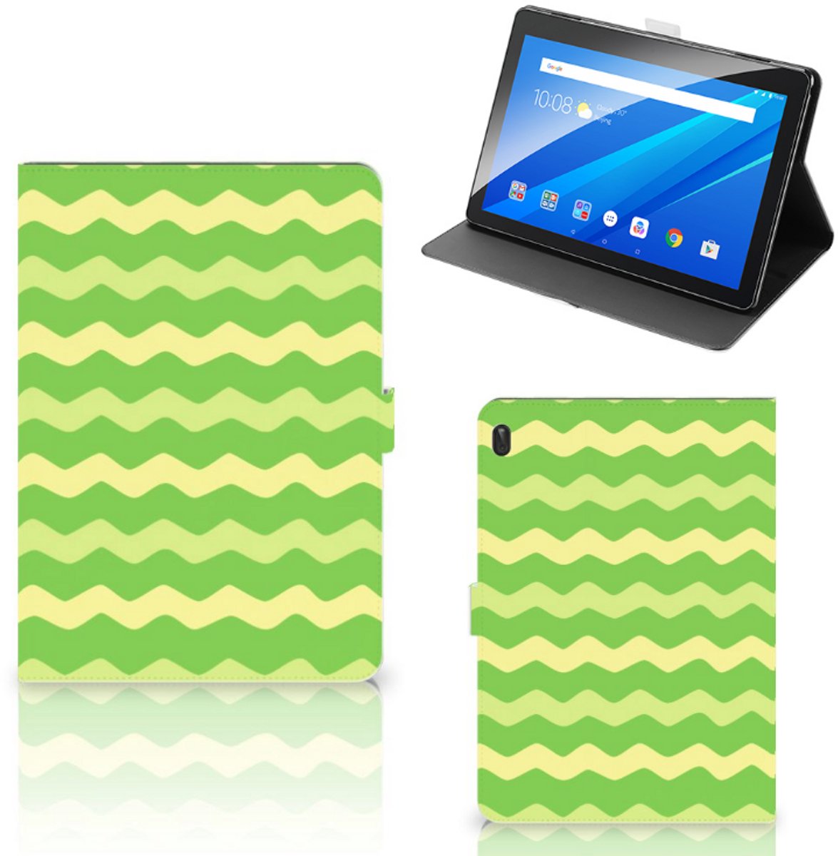 Lenovo Tab E10 Tablet Hoes Waves Green