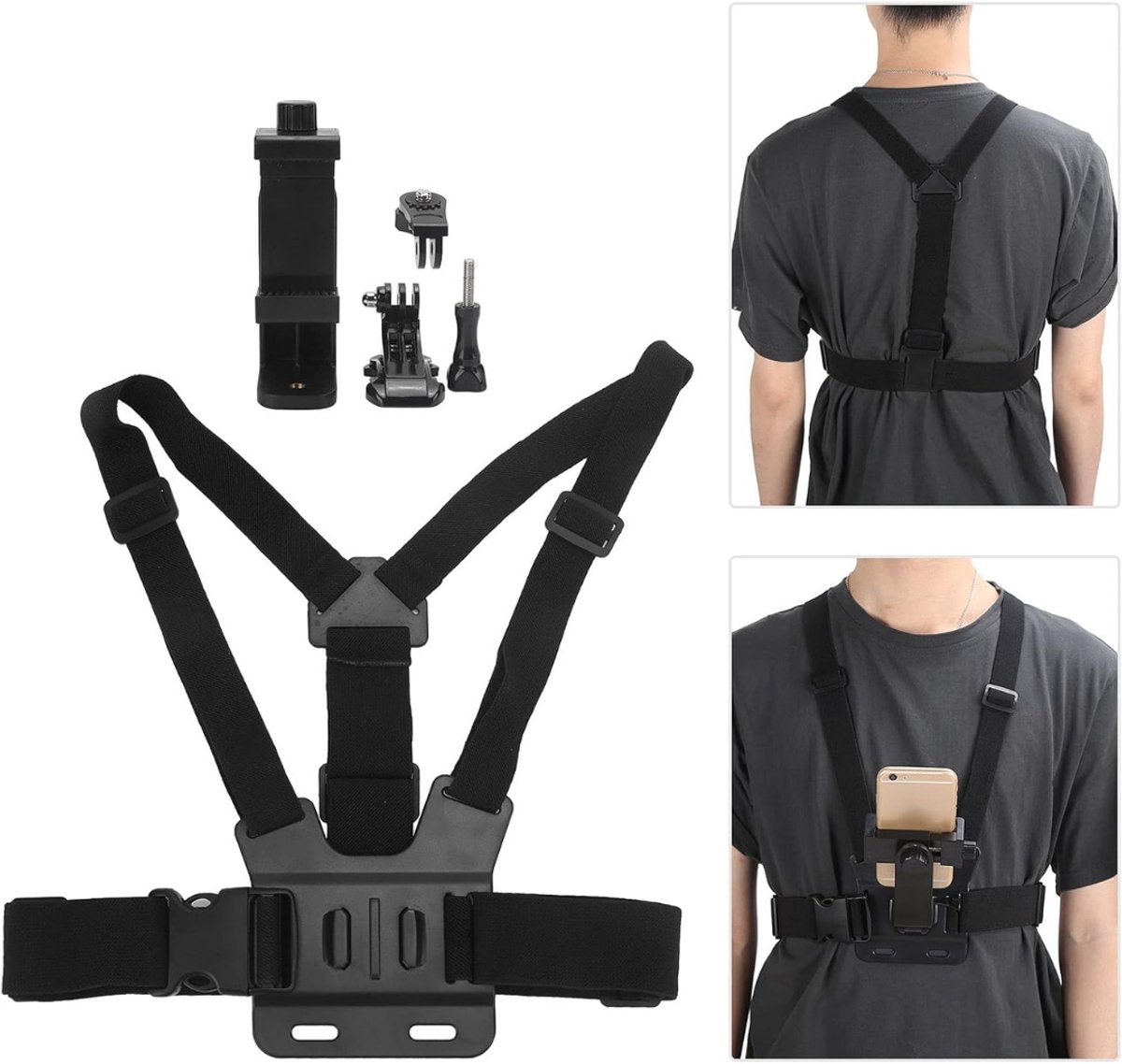 REN® Bodycam met Harnas - Bodycam Camera - Bodycam - Houder Verstelbare Mobiele Telefoon- Zwart- 180cm x 40cm x 170cm; 0.5 kg