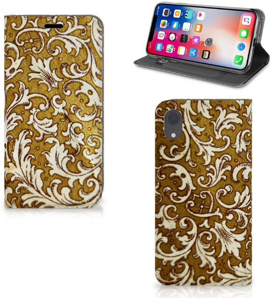 Housse iPhone Xr Standcase Design Baroque Goud