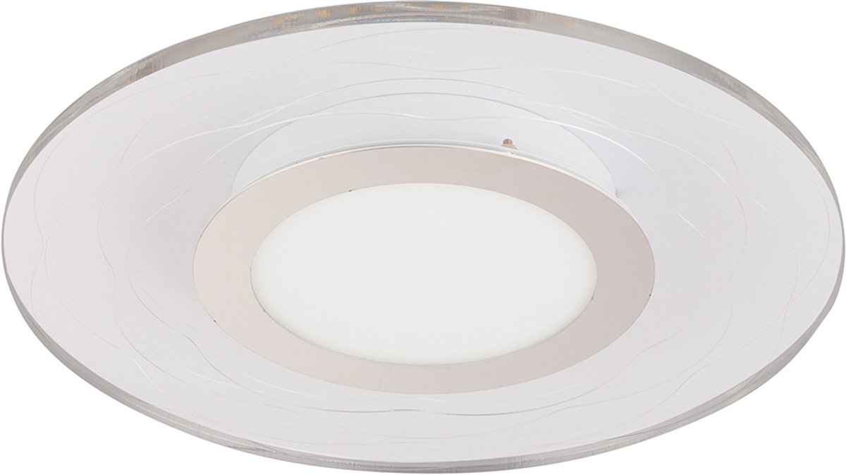 Plafondlamp rond 45 cmPlafondlamp LED voor woonkamer, gesatineerd acryl met decoratieve lijnen, 18W 1000lm 3000K, DxH 35x4,5 cm