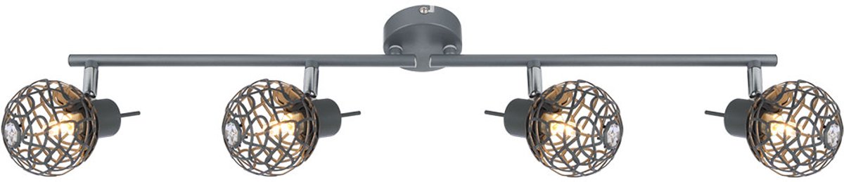 Praktische plafondlamp grijs bol aluminium raster grof, kristal - MOSA