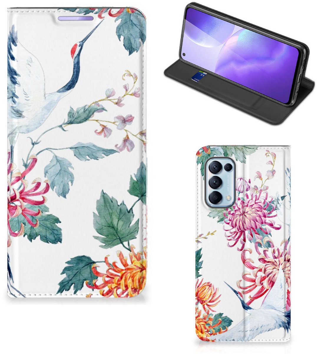 OPPO Find X3 Lite Hoesje maken Bird Flowers