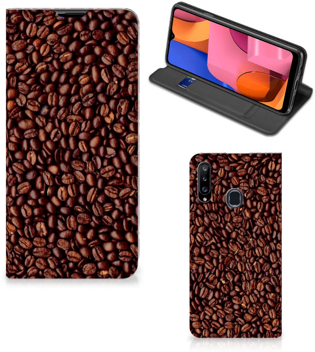 Samsung Galaxy A20s Flip Style Cover Koffiebonen