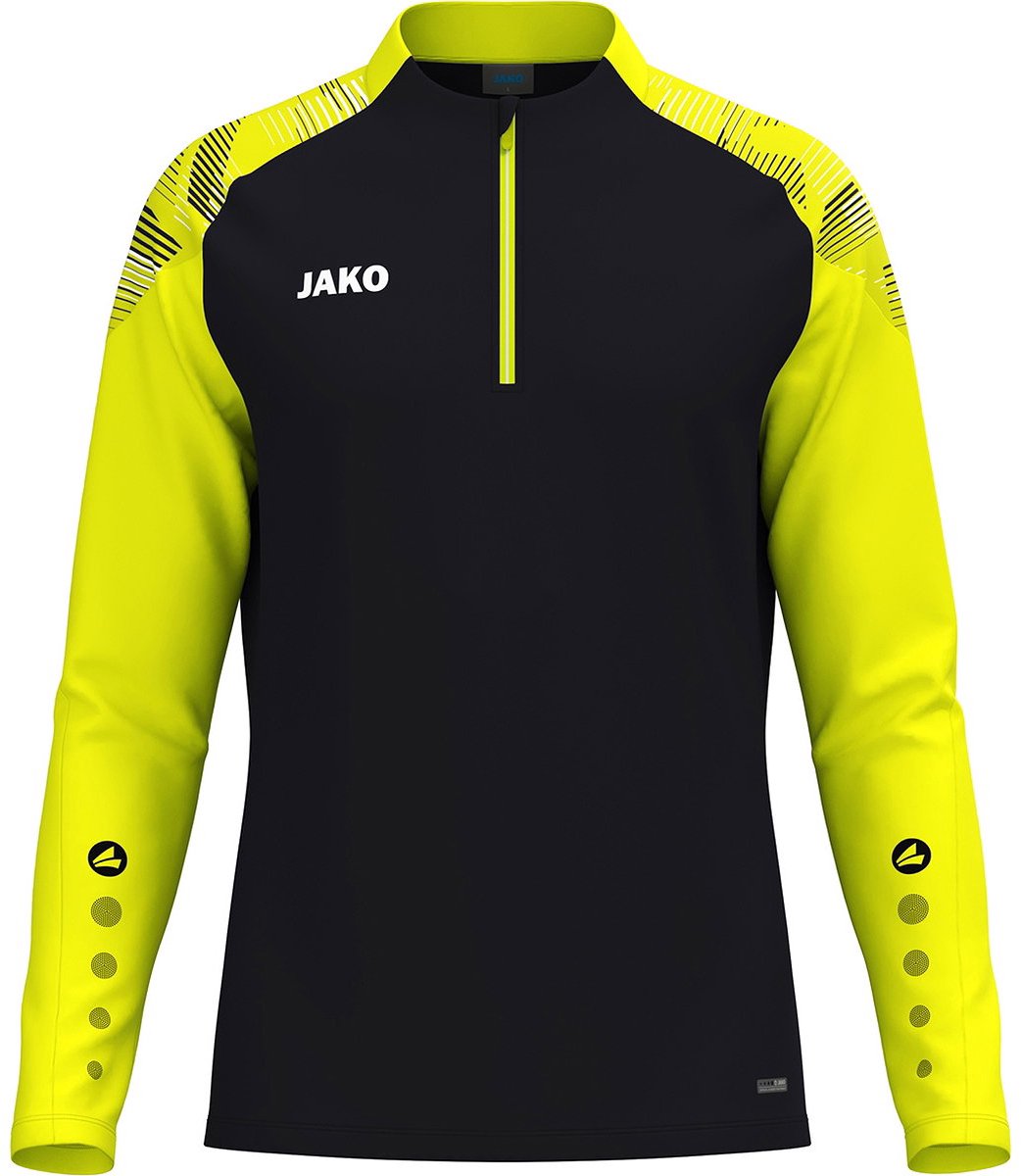 Jako Sonic Ziptop Kinderen - Zwart / Fluogeel | Maat: 164
