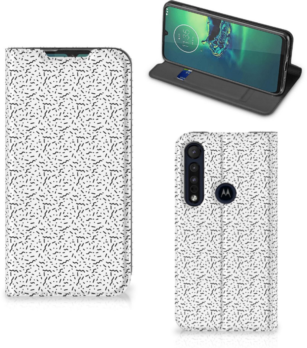 Motorola G8 Plus Hoesje met Magneet Stripes Dots