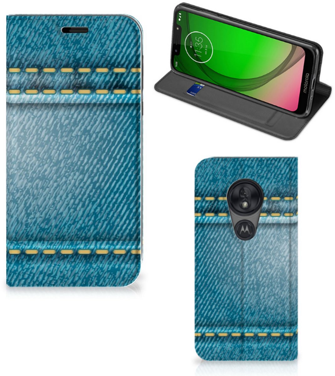 Motorola Moto G7 Play Hippe Standcase Jeans
