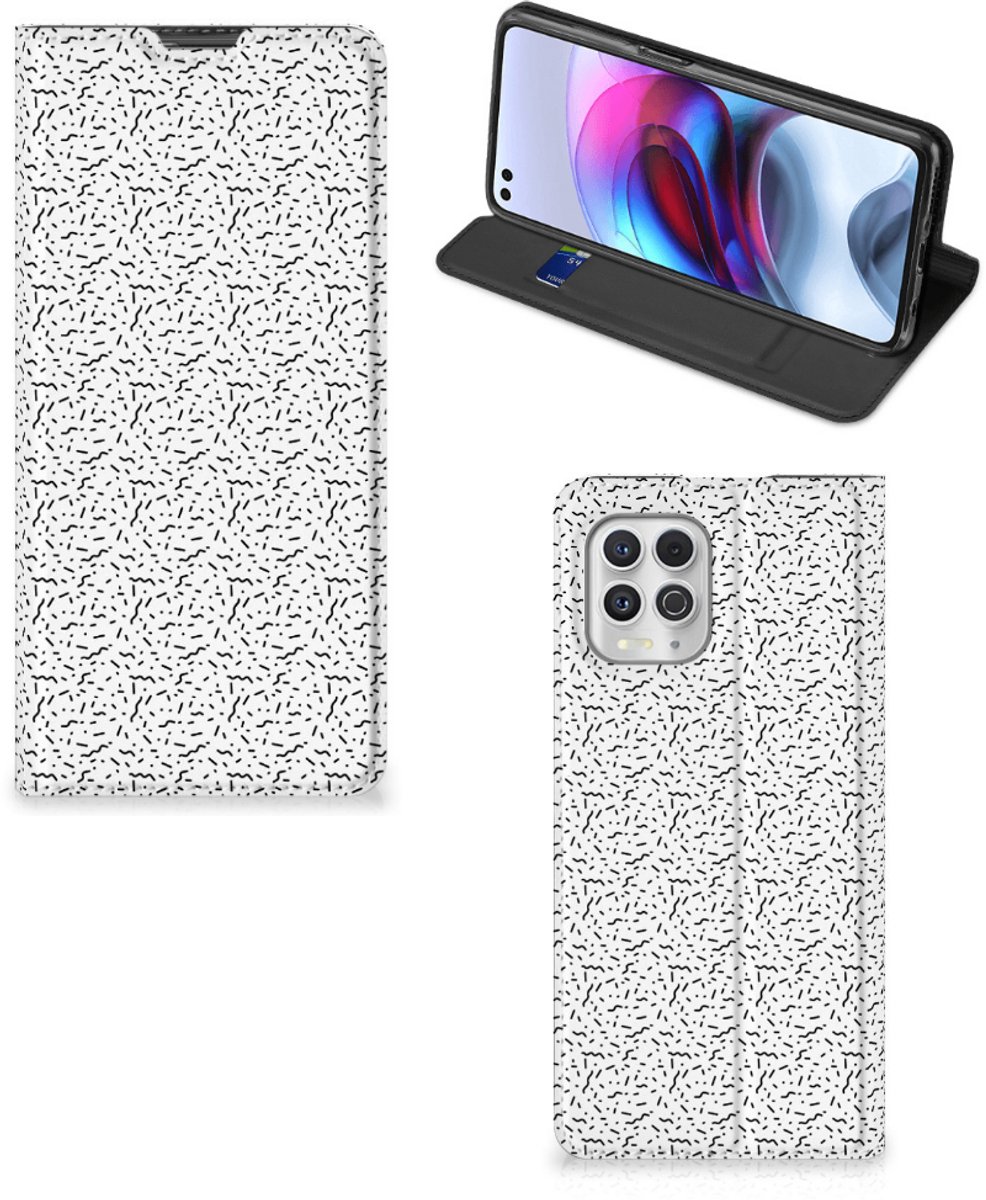 Motorola Moto G100 Hoesje met Magneet Stripes Dots