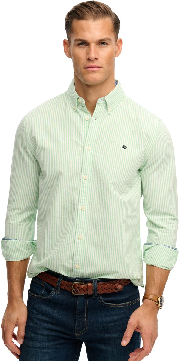 Superdry - Preppy Oxford Overhemd met Lange Mouwen - Heren - Lange mouwen shirts