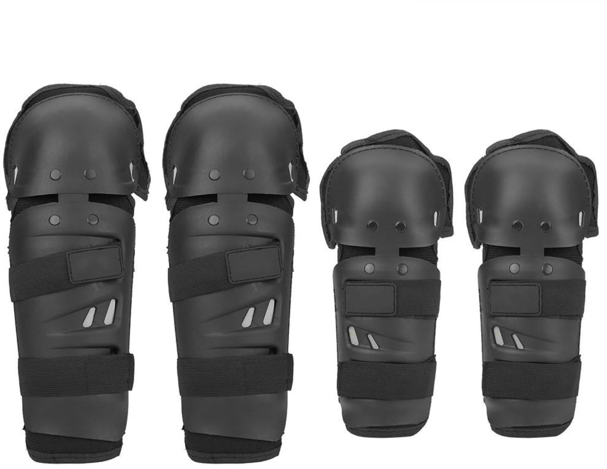 Allecto - Beschermers voor knie en elleboog - Motorcross - Set van 4 - Zwart - Fietsen - Ondersteuning - Rijden - Zwart