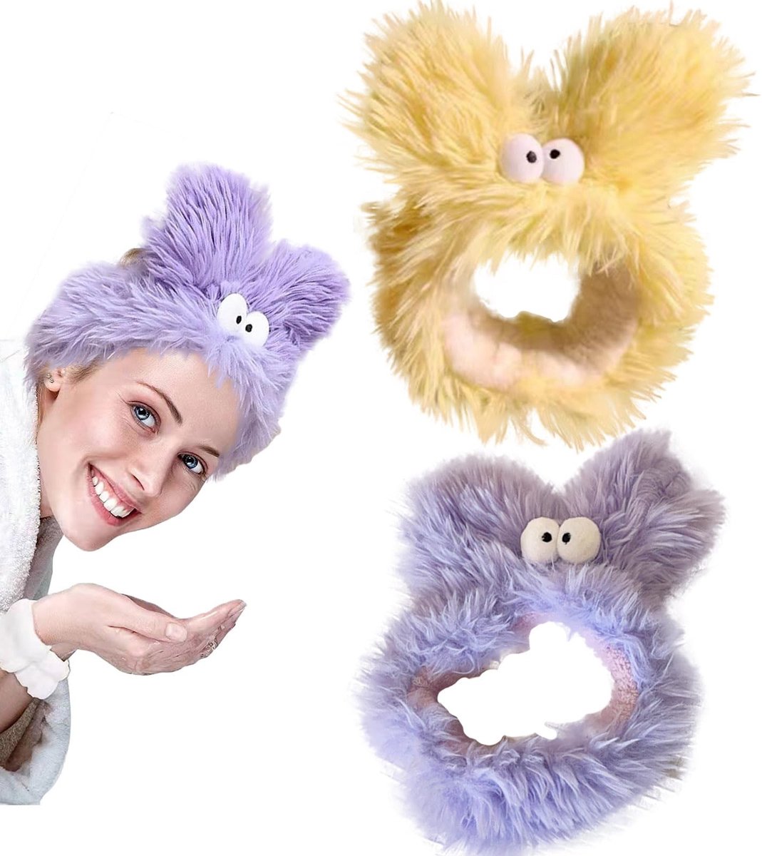 2 Stuks Fleece Skin Care Hoofdband - Schattige Make-up Accessoires voor Vrouwen