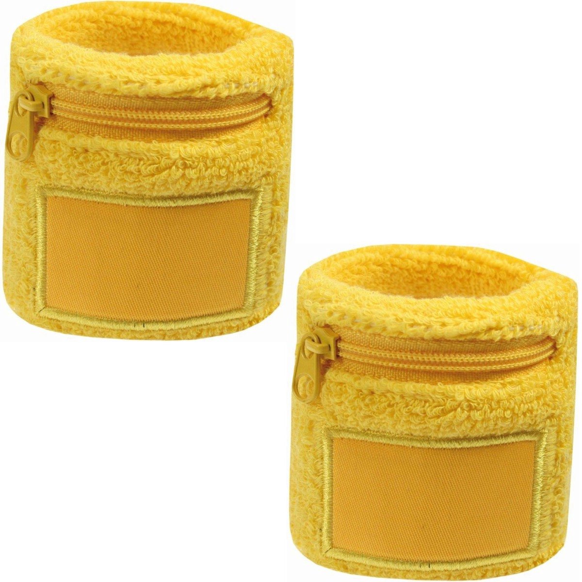 Benza Pols Zweetbandje met Rits en Opbergvakje - Geel - 6 cm - Set van 2 stuks