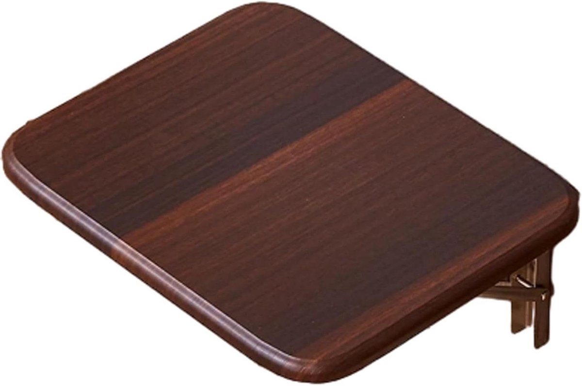Wandkruk Opklapbaar - Douchezitje Hout - Ruimte Besparen - Stevige RVS Beugel - 38 x 34 x 6 cm - Koffie