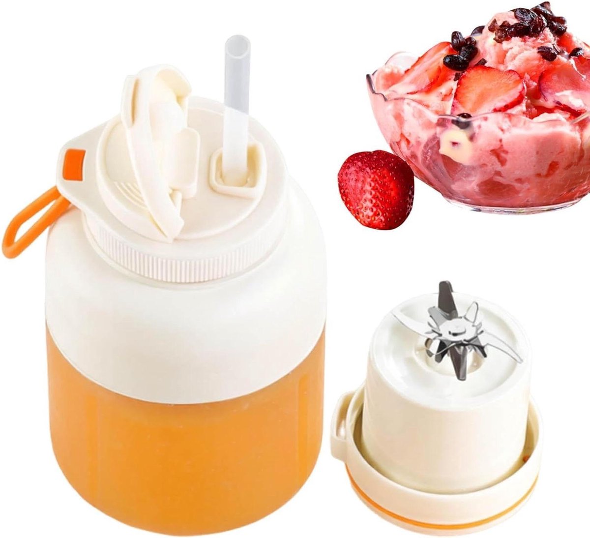 Draagbare Blender - Mixbeker - Verse Drankjes Maken - Hygiënische Mesunit - 1300ml Capaciteit - Wit