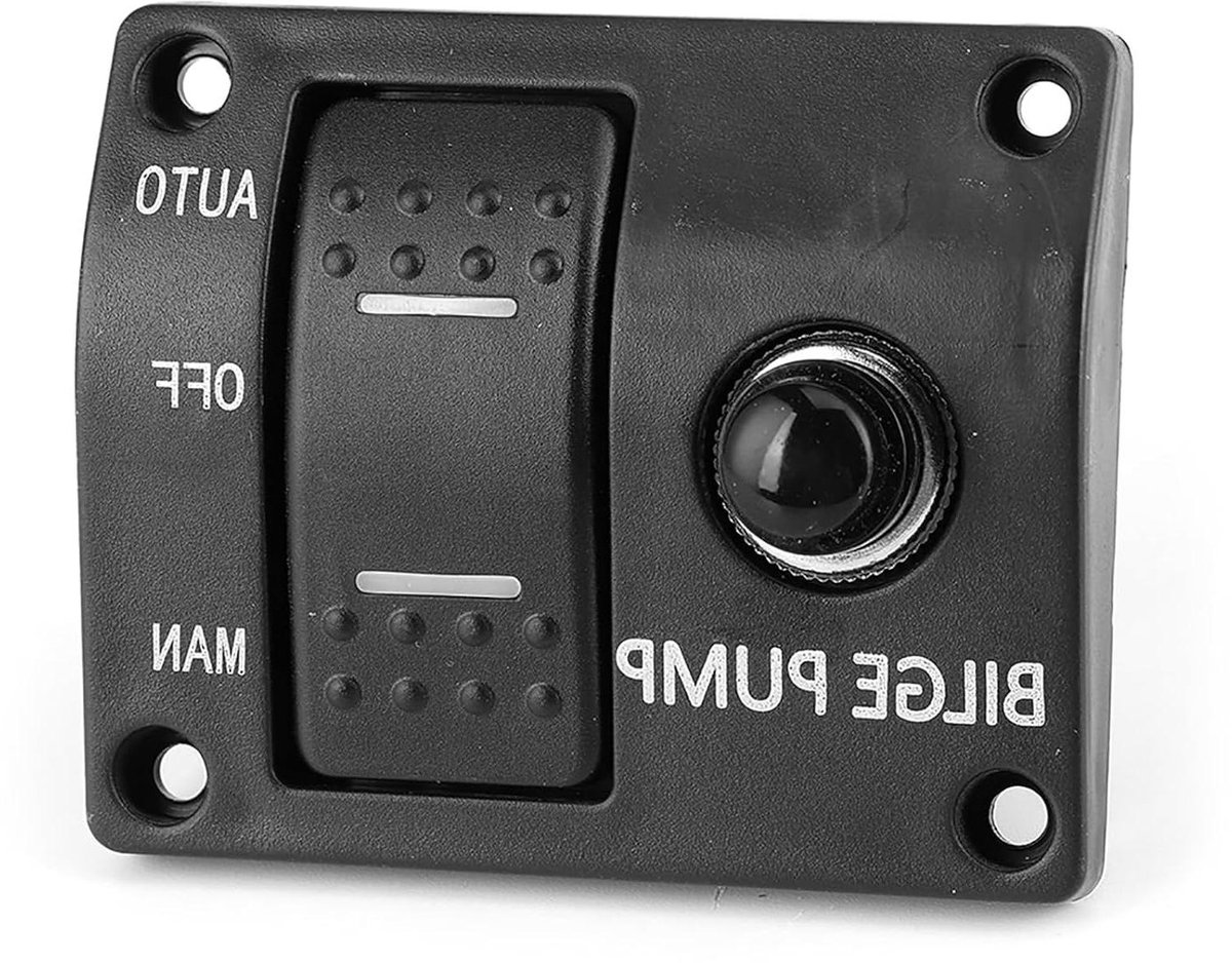Dioche 3-weg Lenspomp Schakelpaneel Auto Off Handmatig 12V 24V met LED-indicator Ingebouwde 15A Stroomonderbreker voor Gebruik op Boten
