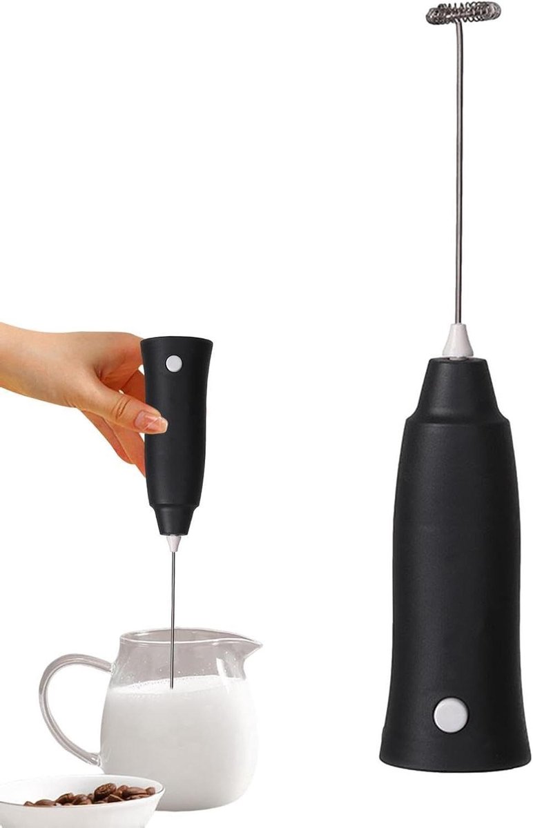 Melkschuimer - Koffie mixer - Dranken bereiden - Batterij aangedreven - 1 stuk - Zwart