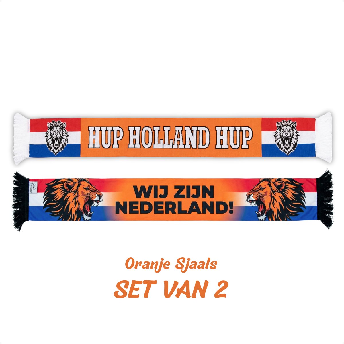 Techidna® - Oranje Sjaal - Set van 2 - 145 x 17 cm - Hup Holland Hup & Wij Zijn Nederland - Dubbelzijdig