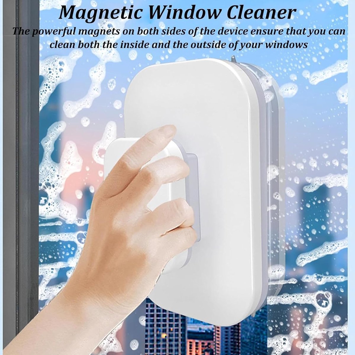 Magnetische ruitenreiniger - Dubbelzijdig glaswisser - Autoruiten poetsen - Veiligheidstouw ingebouwd - Voor 8-15 mm - Grijs