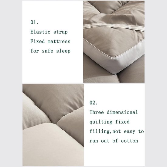 Vloermatras Futon - Japanse Slaapmat - Comfortabel Slapen - Extra Dik Gewatteerd - 90 x 200 cm - C — afbeelding 3