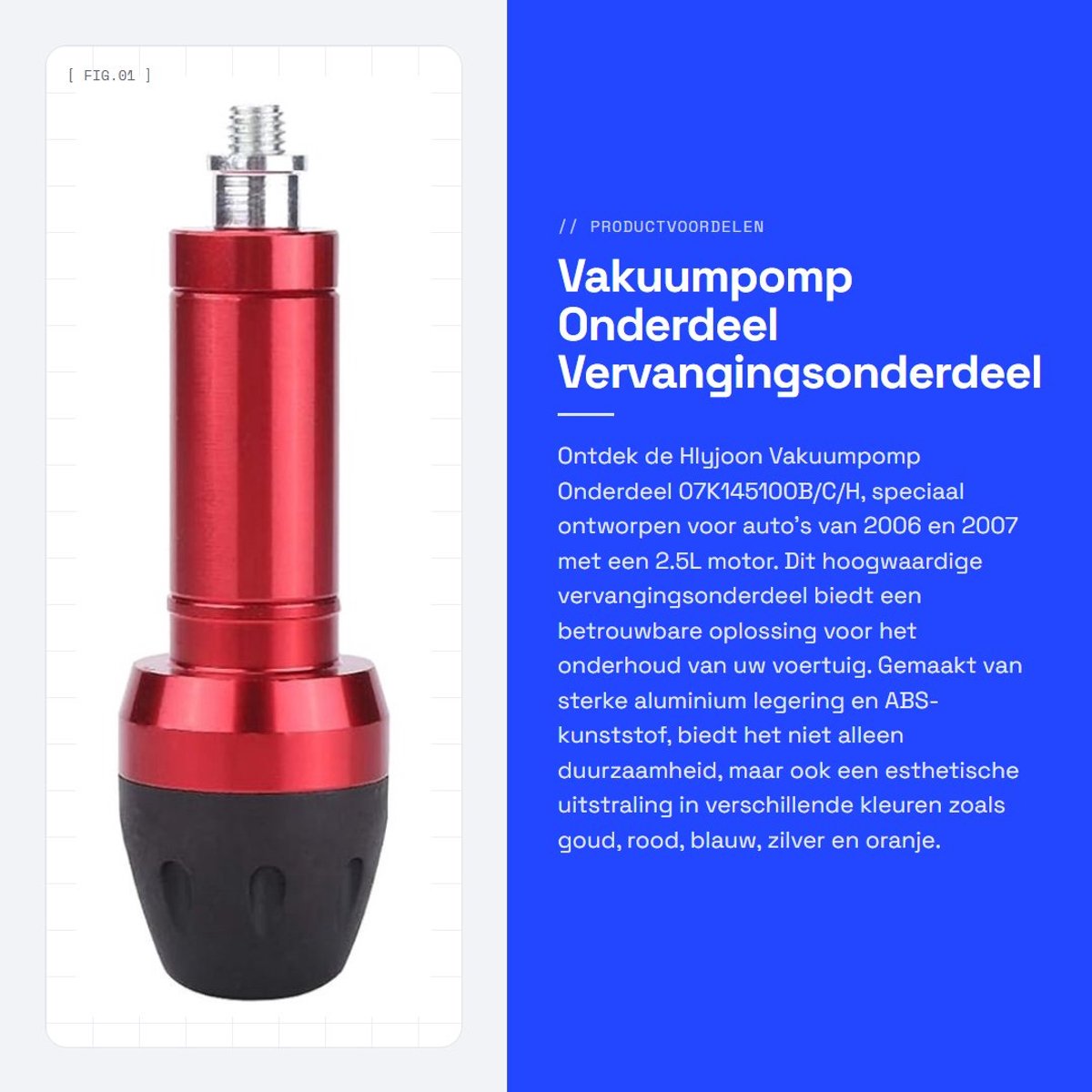 Dailygoods- Vacuumpomp - Aluminium/ABS - 125 mm - 8 mm/10 mm - Schokbestendig - Snelle installatie - Duurzaam materiaal