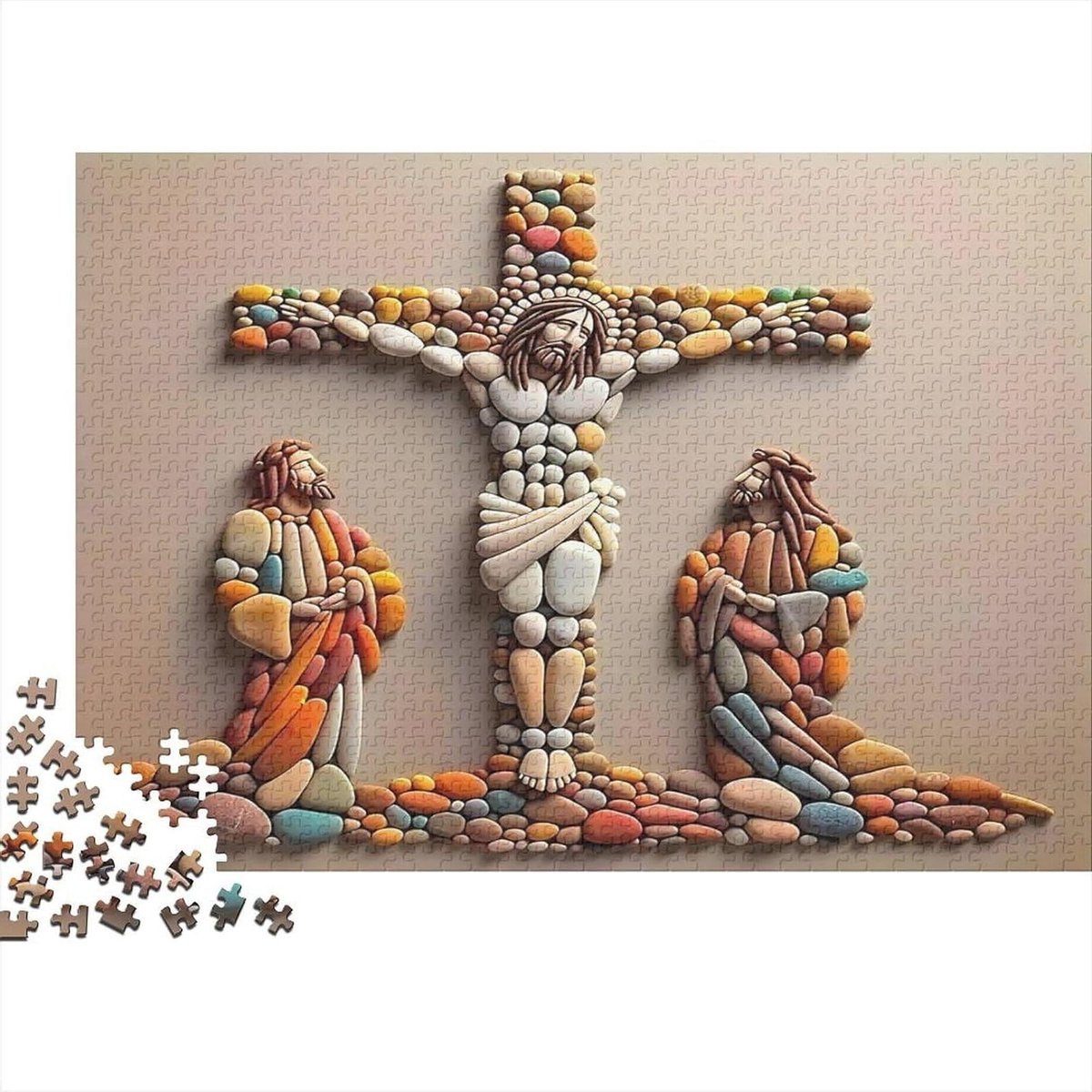 Kruisvorming Puzzel - Religieuze Kunst - Ontspanning Thuis - 1000 Stukjes - 52x38 cm - Stijl-4