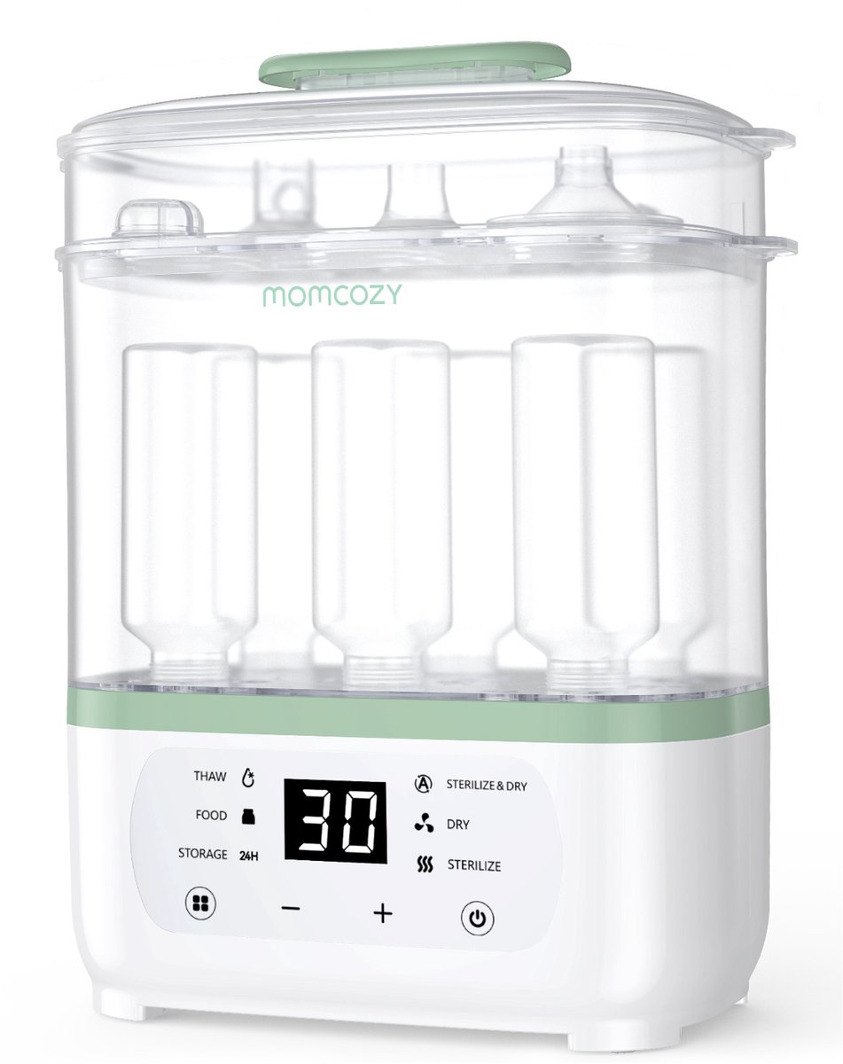 Momcozy 8-in-1 Babyfles Sterilisator & Droger – Elektrische Stoomsterilisator – Geschikt voor 8 Flessen – 24 uur Steriele Bewaring