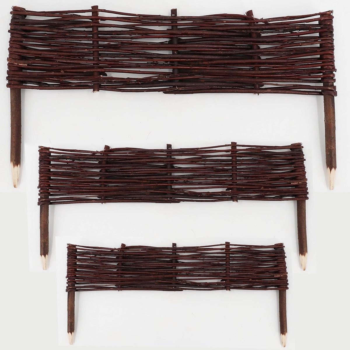 Bloembedomranding Wilgentenen - Perken Afscheiding - Tuin Structureren - Natuurlijk Product - 6 Stuks 50cm - Bruin
