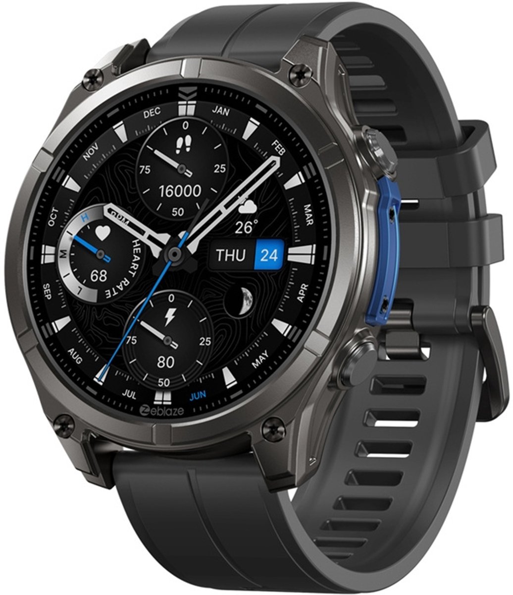 Zeblaze GPS Smartwatch - Sporthorloge - Stappenteller - Slaapmonitor - Belfunctie - LED Zaklamp - Multisport - 5ATM- Hartslag/Slaapmeter/SpO2 - IOS & Android - Afgrondzwart