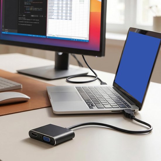 USB naar HD VGA adapter - Scherm converter - Meerdere schermen - Ingebouwde driver - 1080P 60Hz - Zwart — afbeelding 4