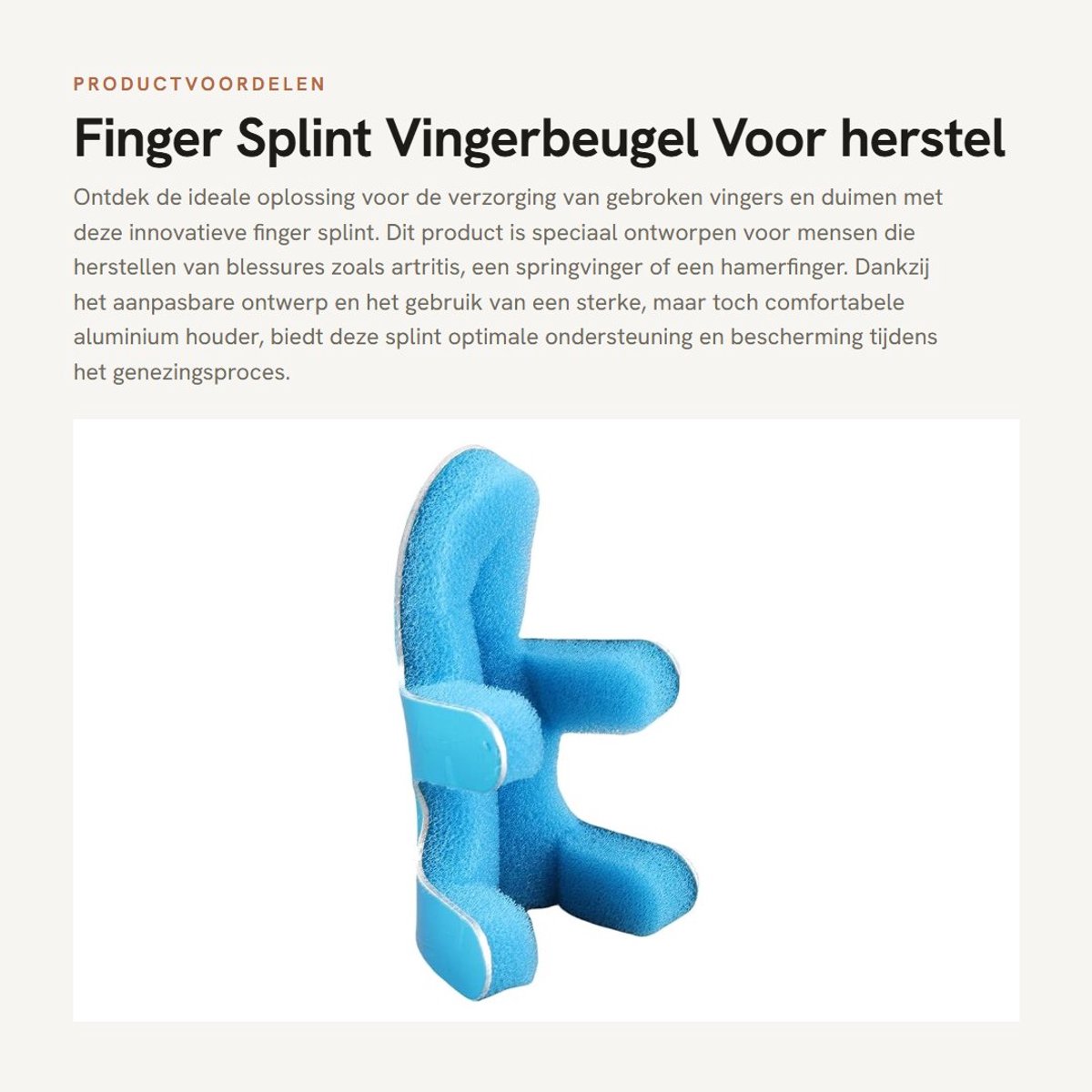 Dailygoods- Vingerspalk Verstelbaar - Duimspalk - Vingerspalk voor herstel - Vinger Splint - Aluminium Houder - Ademend Schuim