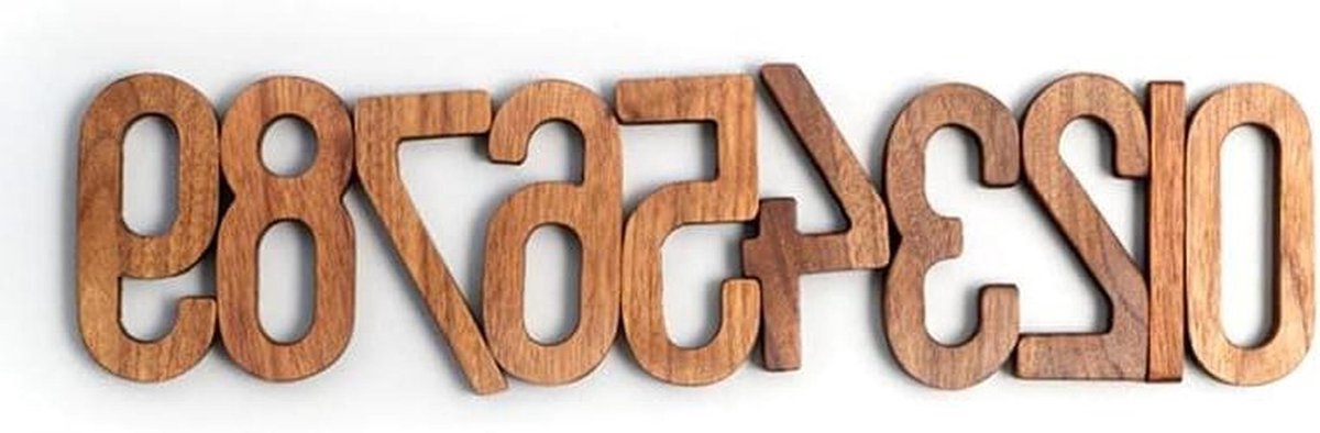 Houten Huisnummer - Deurnummer Cijfer - Adres Aangeven - Zelfklevende Bevestiging - 8CM - Walnoot