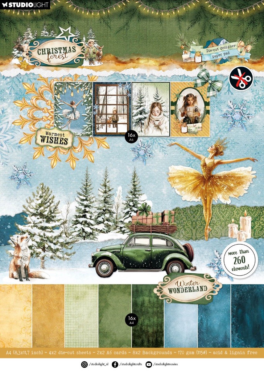 Die cut paper pad - Christmas forest nr. 473