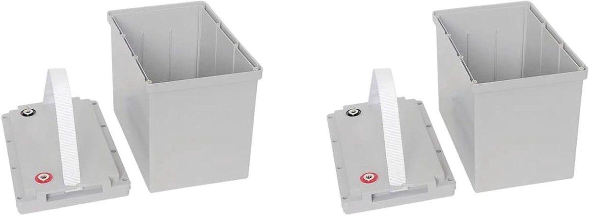 Accu Opbergdoos - Batterij Behuizing - Zonne-energie Systeem - Duurzame Constructie - 2 Stuks 70Ah - Grijs-Wit