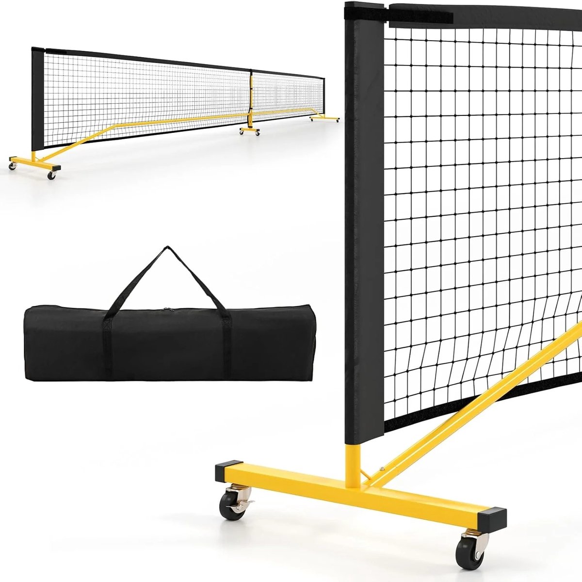 HomeGoodies - Tennisnet - Tennis - Padel - Draagbaar netsysteem met wielen - Verstelbare spanning – 6,7 meter – Inclusief draagtas