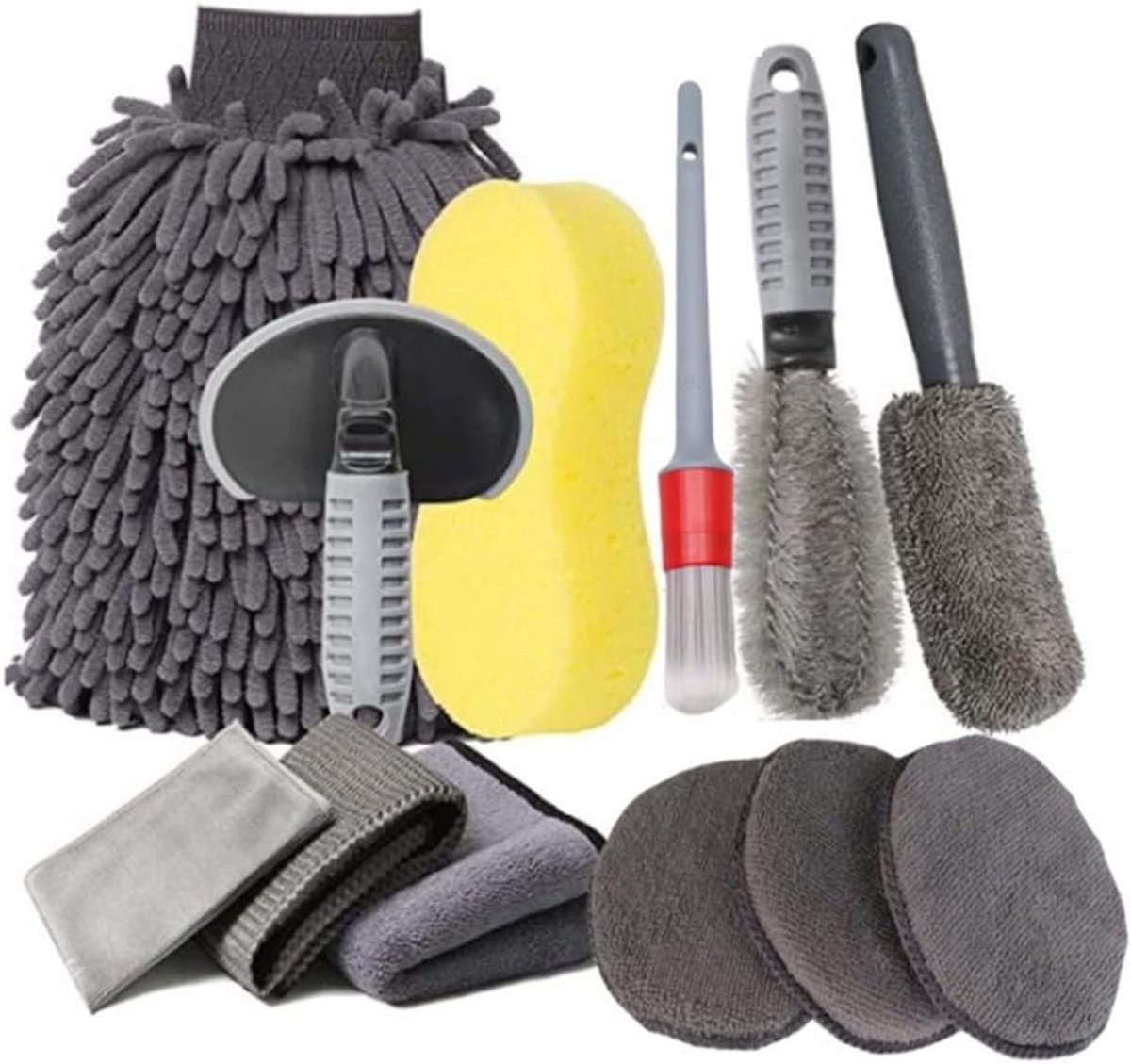Autowas Gereedschapset - Detailleringsset Auto - Auto Reinigen - Compleet 12-delig - 40 x 29 x 10 cm - Grijs