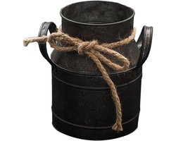 Vintage Melkbus Bloemenemmer Metalen Plantenpotten met Hangende Bloemenhouder, Duurzaam en Praktisch (BLACK)
