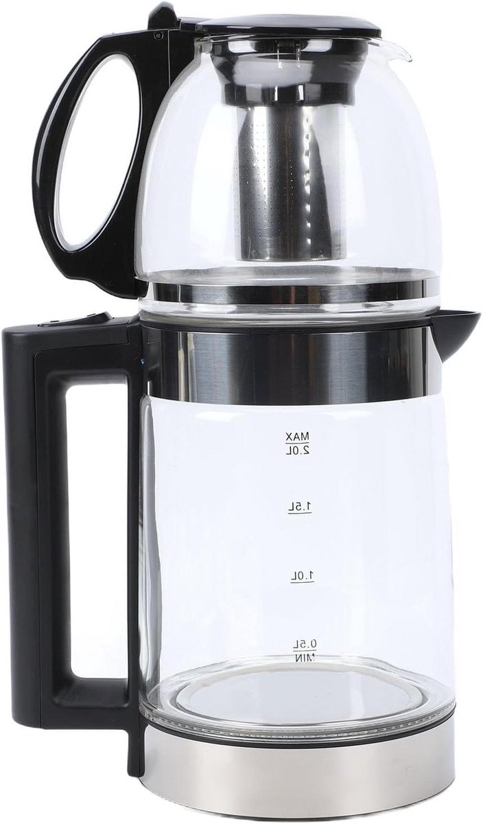 Elektrische Theepot - Theemaker Dubbel - Thee Zetten - Dubbele Ketel - 2L en 0.8L - Zwart