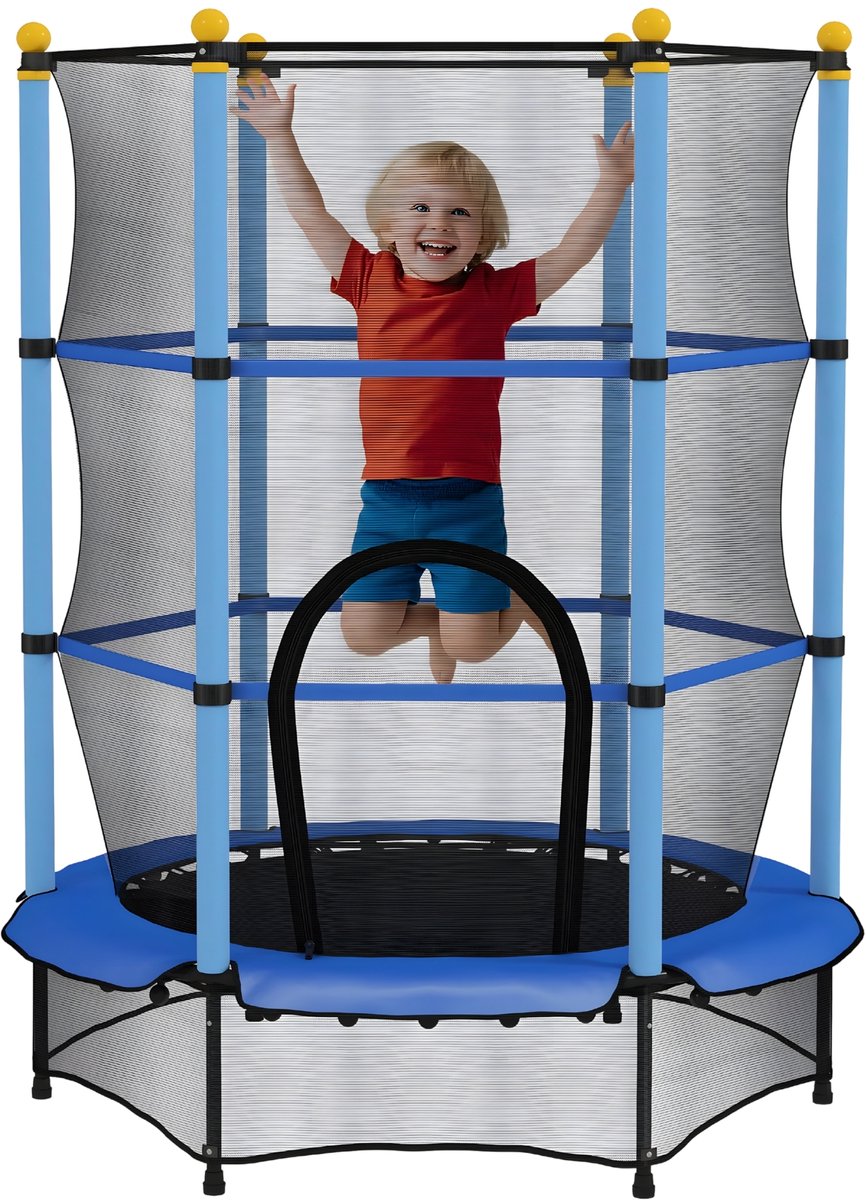Kindertrampoline Ø140 cm – Tuintrampoline voor Kinderen 3-10 Jaar – Blauw
