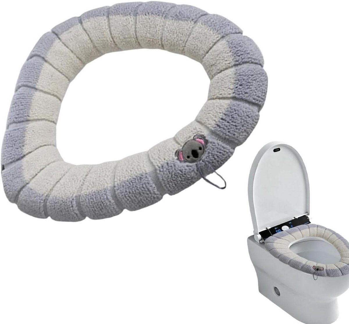 Toiletbril Hoes - Zachte Deksel - Badkamer Comfort - Verwarmend Textiel - 42x32 cm - Crèmekleurig