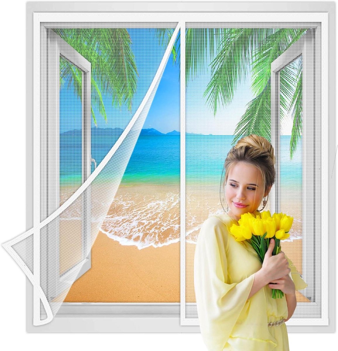 Horraam - Insectenhor Deur - Frisse Lucht - Magnetische Sluiting - 165x120cm - Wit
