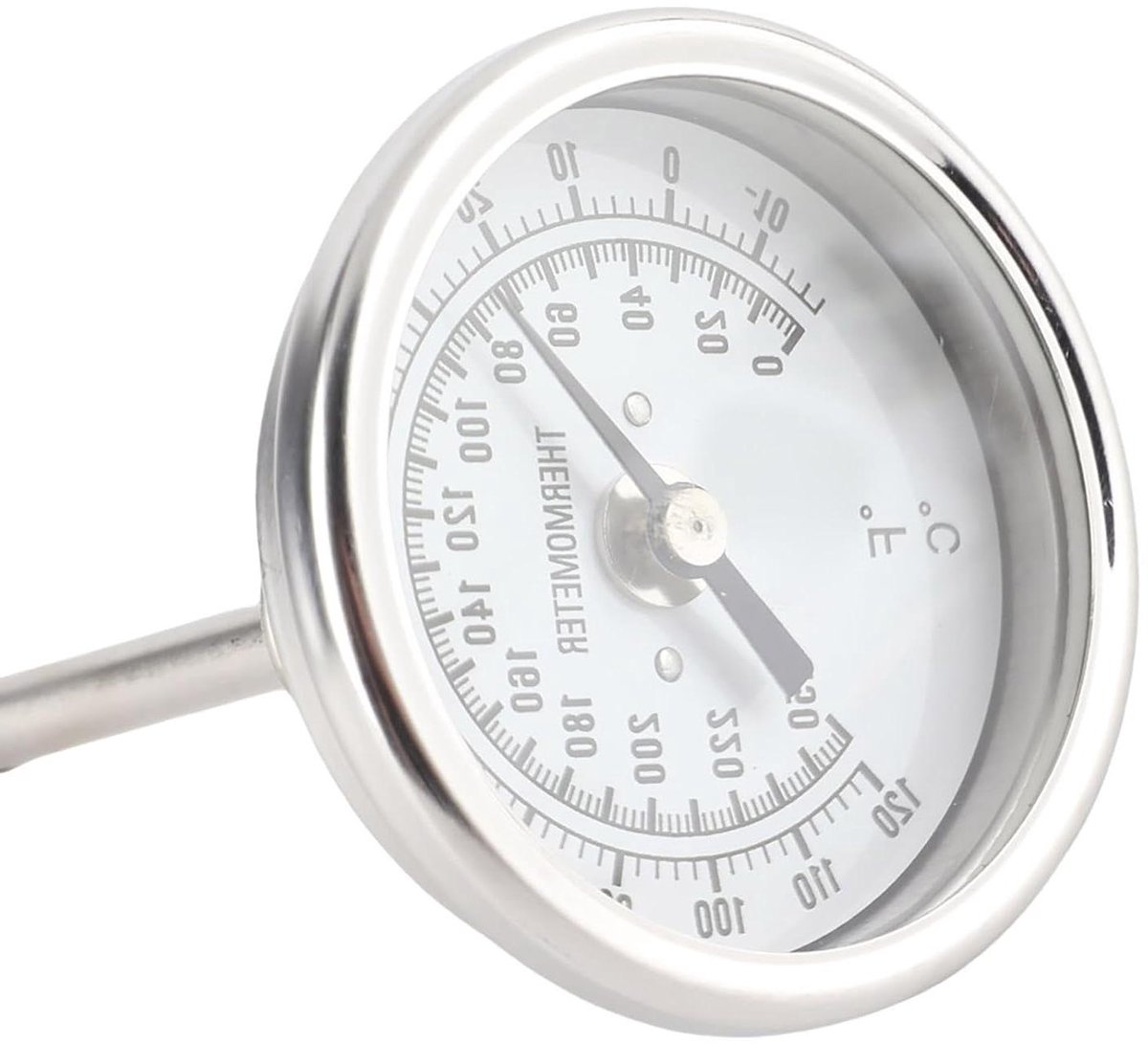 Oventhermometer Roestvrijstaal - Meetklok Keuken - Nauwkeurig Koken - Grote Afleesbare Wijzerplaat - 25 Inch - Zilver